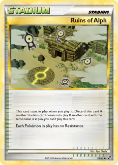 Ruins of Alph card (HS—Undaunted 76) with Unown in the artwork