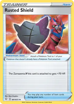 Rusted Shield card (Shining Fates 61) with Zamazenta in the artwork
