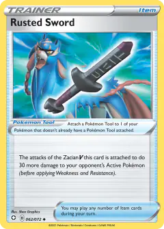 Rusted Sword card (Shining Fates 62) with Zacian in the artwork