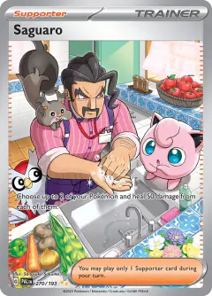 Saguaro card (Paldea Evolved 270) with Skwovet in the artwork