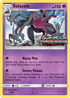 Salazzle card (Sun & Moon Black Star Promos 73) with Salandit in the artwork