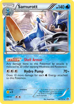 Samurott card (Legendary Treasures 39) with Nate in the artwork