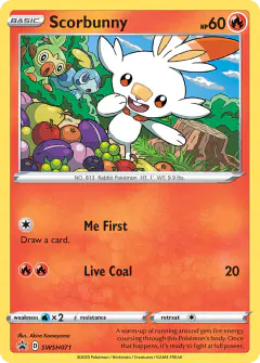 Scorbunny card (SWSH Black Star Promos 71) with Sobble in the artwork