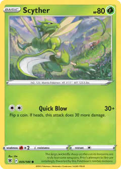 Scyther card (Astral Radiance 5) with Akari in the artwork