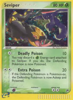 Seviper card (Sandstorm 11) with Zangoose in the artwork