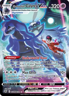 Shadow Rider Calyrex VMAX card (Astral Radiance Trainer Gallery TG18) with Victor in the artwork