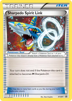 Sharpedo Spirit Link card (XY Black Star Promos 201) with Mega Sharpedo in the artwork