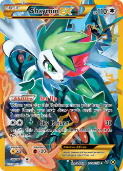 Shaymin-EX card (Roaring Skies 77a) with Mega Rayquaza in the artwork