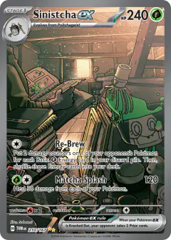 Sinistcha ex card (Twilight Masquerade 210) with Glameow in the artwork