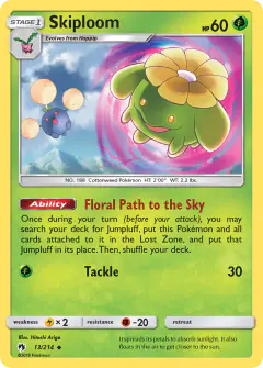 Skiploom card (Lost Thunder 13) with Jumpluff in the artwork
