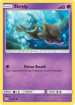 Skrelp card (Cosmic Eclipse 91) with Palkia in the artwork