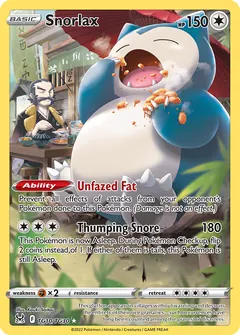 Snorlax card (Lost Origin Trainer Gallery TG10) with Kamado in the artwork