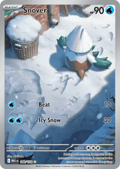 Snover card (Mega Evolution Base 140) with Mega Abomasnow in the artwork