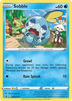 Sobble card (SWSH Black Star Promos 73) with Scorbunny in the artwork