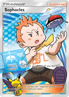 Sophocles card (Burning Shadows 146) with Pikachu in the artwork
