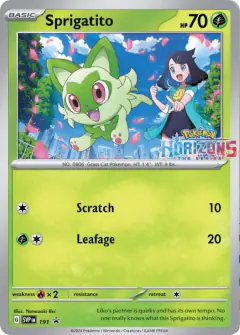 Sprigatito card (Scarlet & Violet Black Star Promos 191) with Liko in the artwork