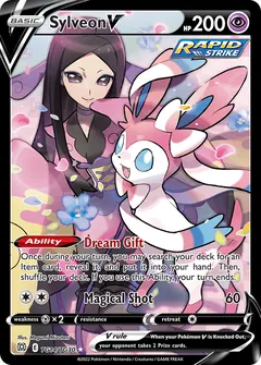 Sylveon V card (Brilliant Stars Trainer Gallery TG14) with Valerie in the artwork