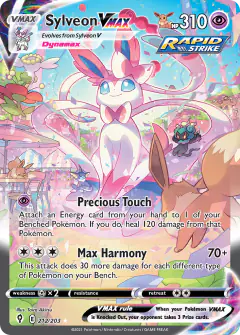 Sylveon VMAX card (Evolving Skies 212) with Marshadow in the artwork