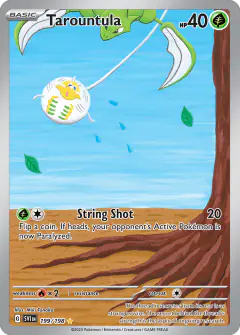 Tarountula card (Scarlet & Violet Base 199) with Scyther in the artwork