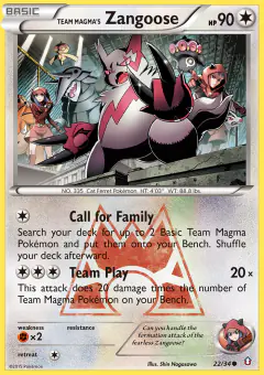 Team Magma's Zangoose card (Double Crisis 22) with Baltoy in the artwork