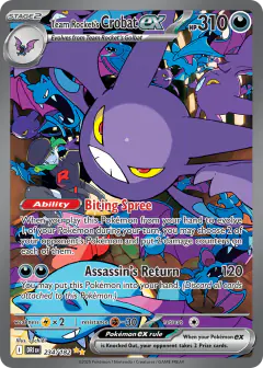 Team Rocket's Crobat ex card (Destined Rivals 234) with Golbat in the artwork
