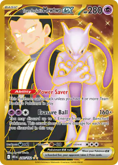 Team Rocket's Mewtwo ex card (Destined Rivals 240) with Giovanni in the artwork