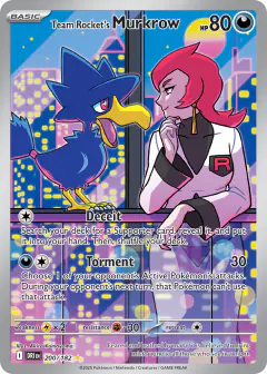 Team Rocket's Murkrow card (Destined Rivals 200) with Ariana in the artwork