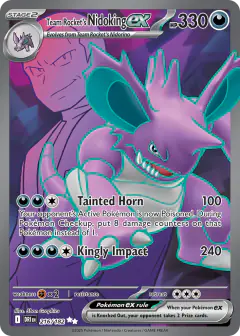 Team Rocket's Nidoking ex card (Destined Rivals 216) with Giovanni in the artwork