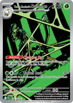 Team Rocket's Spidops card (Destined Rivals 187) with Proton in the artwork