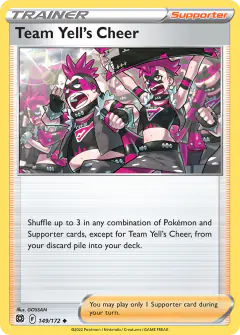 Team Yell's Cheer card (Brilliant Stars 149) with Team Yell Grunt in the artwork