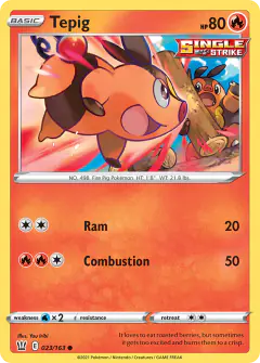 Tepig card (Battle Styles 23) with Pignite in the artwork