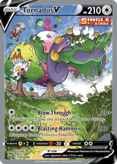 Tornadus V card (Chilling Reign 185) with Scorbunny in the artwork