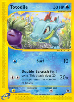 Totodile card (Expedition Base Set 134) with Oddish in the artwork