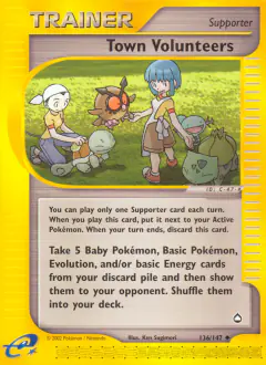 Town Volunteers card (Aquapolis 136) with Bulbasaur in the artwork