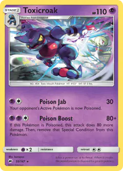 Toxicroak card (Burning Shadows 55) with Gardevoir in the artwork