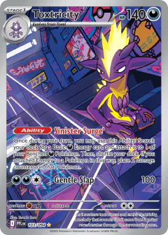 Toxtricity card (Phantasmal Flames 103) with Pikachu in the artwork