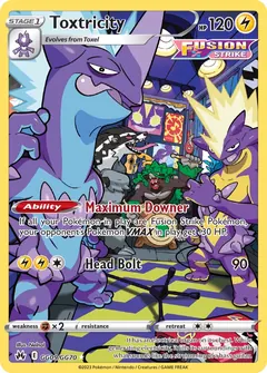 Toxtricity card (Crown Zenith Galarian Gallery GG09) with Rillaboom in the artwork