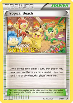Tropical Beach card (BW Black Star Promos 50) with Pikachu in the artwork