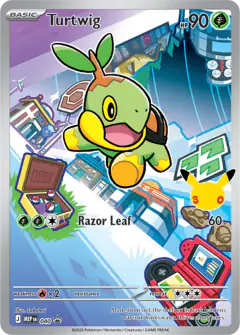 Turtwig card (Mega Evolution Black Star Promos 40) with Drifloon in the artwork