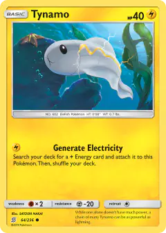 Tynamo card (Unified Minds 64) with Staryu in the artwork