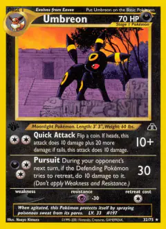 Umbreon card (Neo Discovery 32) with Onix in the artwork
