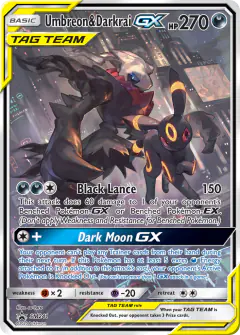 Umbreon & Darkrai-GX card (Sun & Moon Black Star Promos 241) with Pikachu in the artwork