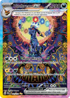 Umbreon ex card (Prismatic Evolutions 161) with Terapagos in the artwork