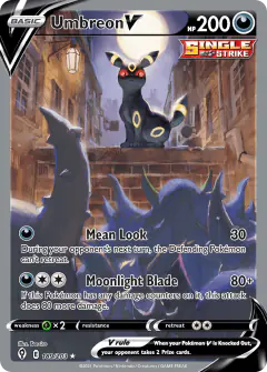 Umbreon V card (Evolving Skies 189) with Morgrem in the artwork