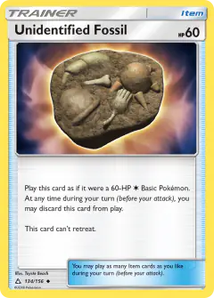 Unidentified Fossil card (Ultra Prism 134) with Shieldon in the artwork