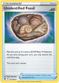 Unidentified Fossil card (Astral Radiance 157) with Amaura in the artwork