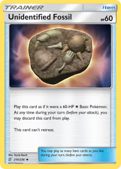 Unidentified Fossil card (Unified Minds 210) with Shieldon in the artwork