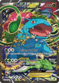 Venusaur-EX card (XY Black Star Promos 123) with Scyther in the artwork