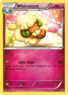 Whimsicott card (Fates Collide 71) with Pikachu in the artwork