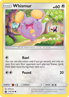 Whismur card (Celestial Storm 116) with Bewear in the artwork